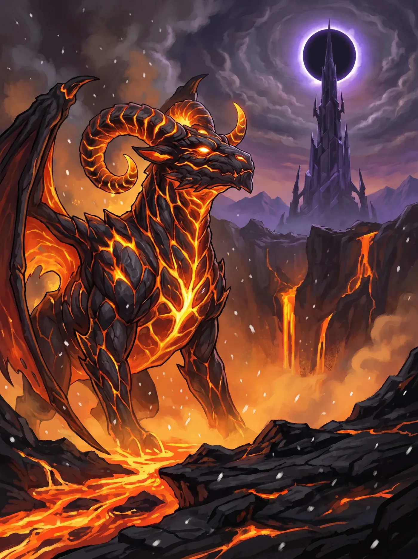 Scoriath, a Lunekin of Ember, under the eclipse