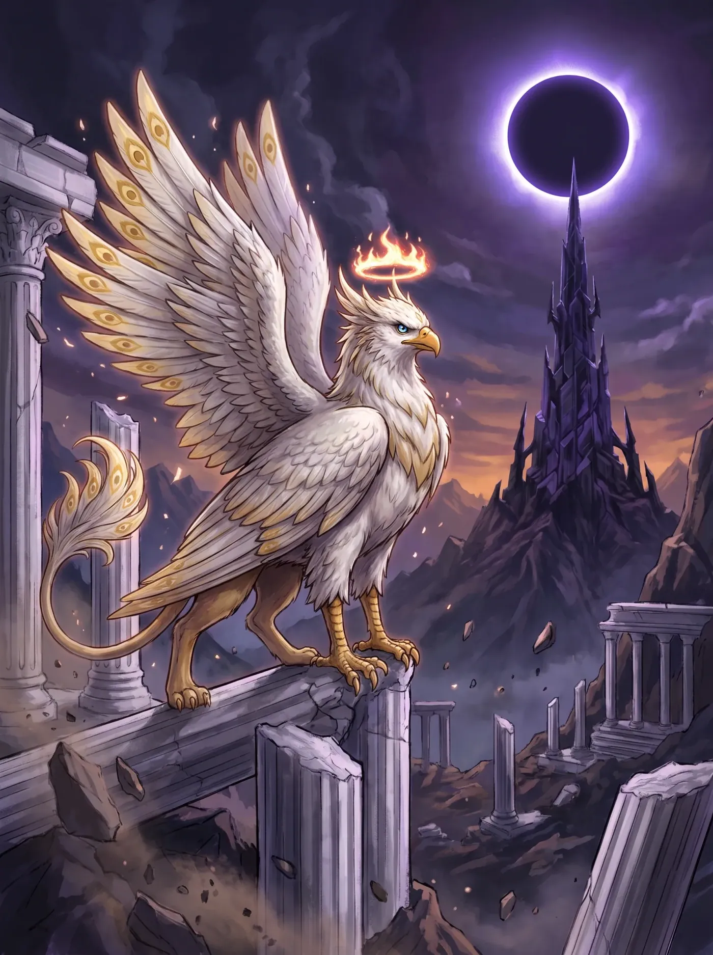 Seraphelm, a Lunekin of Lumen, under the eclipse